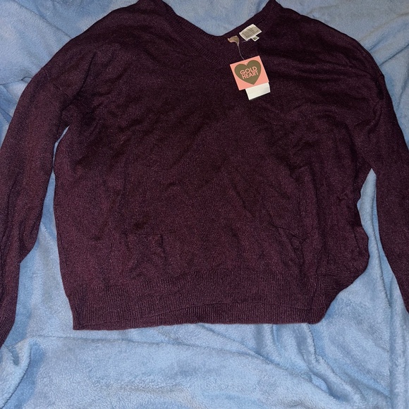 Gold Heart maroon silk and cashmere sweater NWT - Picture 1 of 3